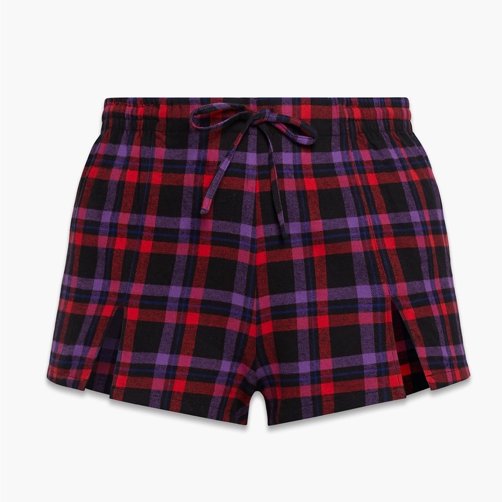Savage x Fenty Night Star Chaser Flannel Sleep Short Holiday Plaid Size M NEW
